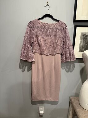 Adrianna Papell Dusty Rose Lace-Overlay Midi Dress